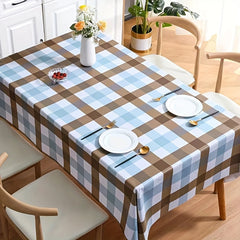Plastic Tablecloth Straight Edge Plaid Tablecover PVC Lattice - Waterproof