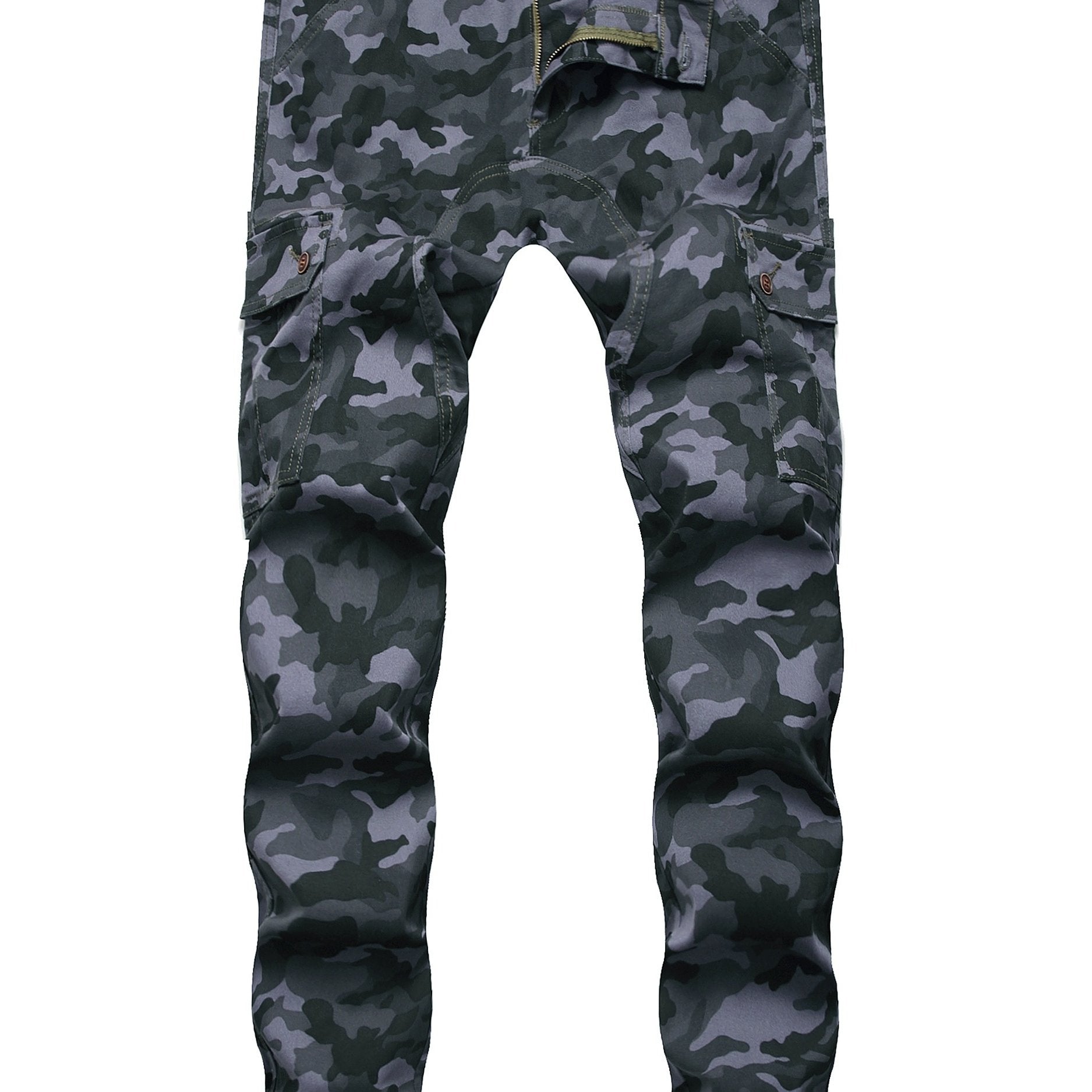 Camouflage Pattern Pocket Jeans Mens Casual Stretch Biker Jeans