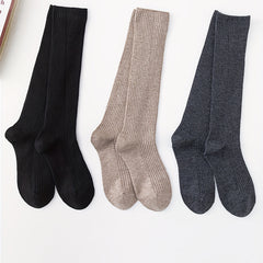 Solid Calf Socks Comfy All match Knee High Socks Women's Stockings