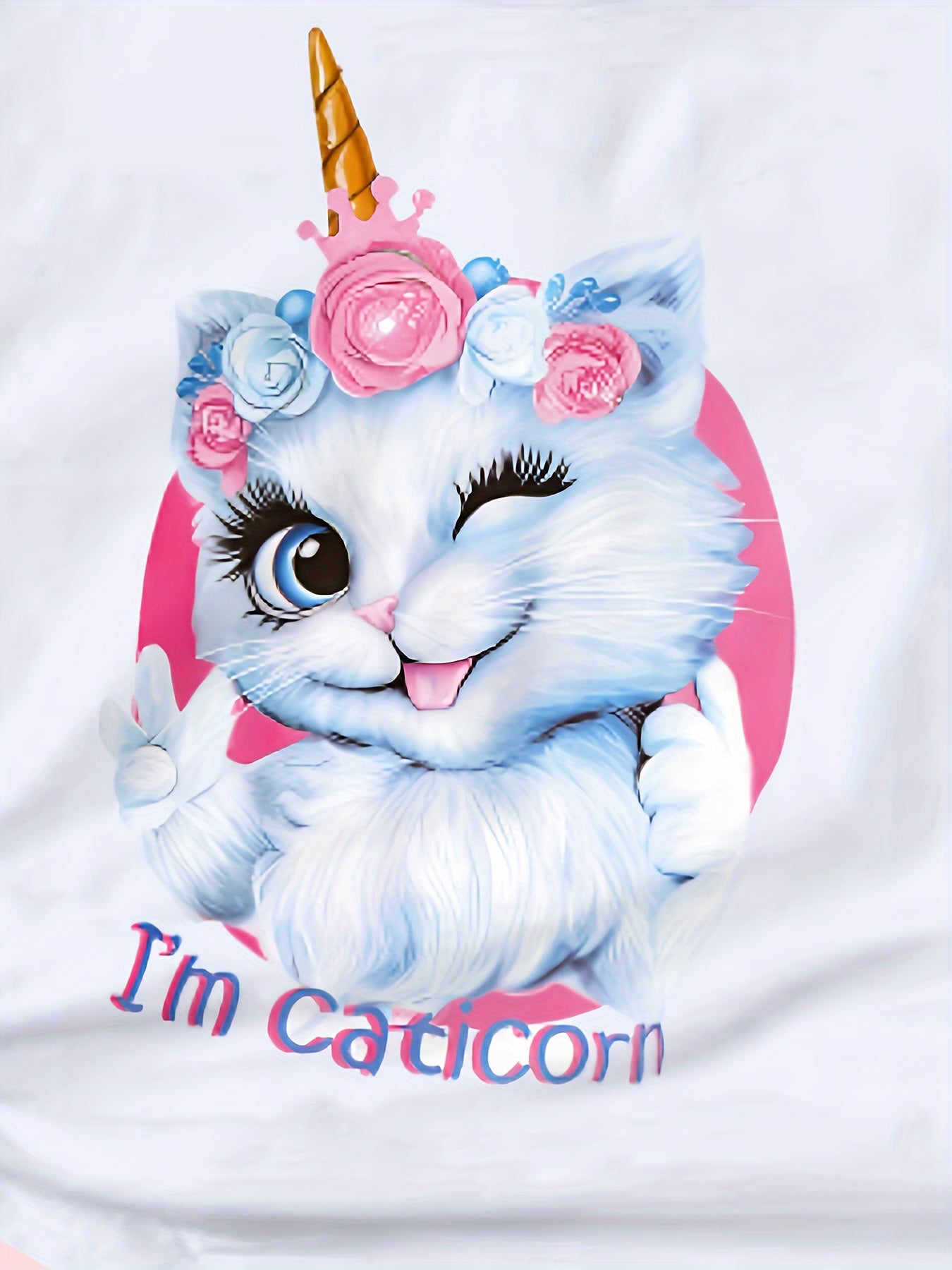 Cartoon Cat Graphic Short Sleeve T-Shirt for Girls - Summer Gift
