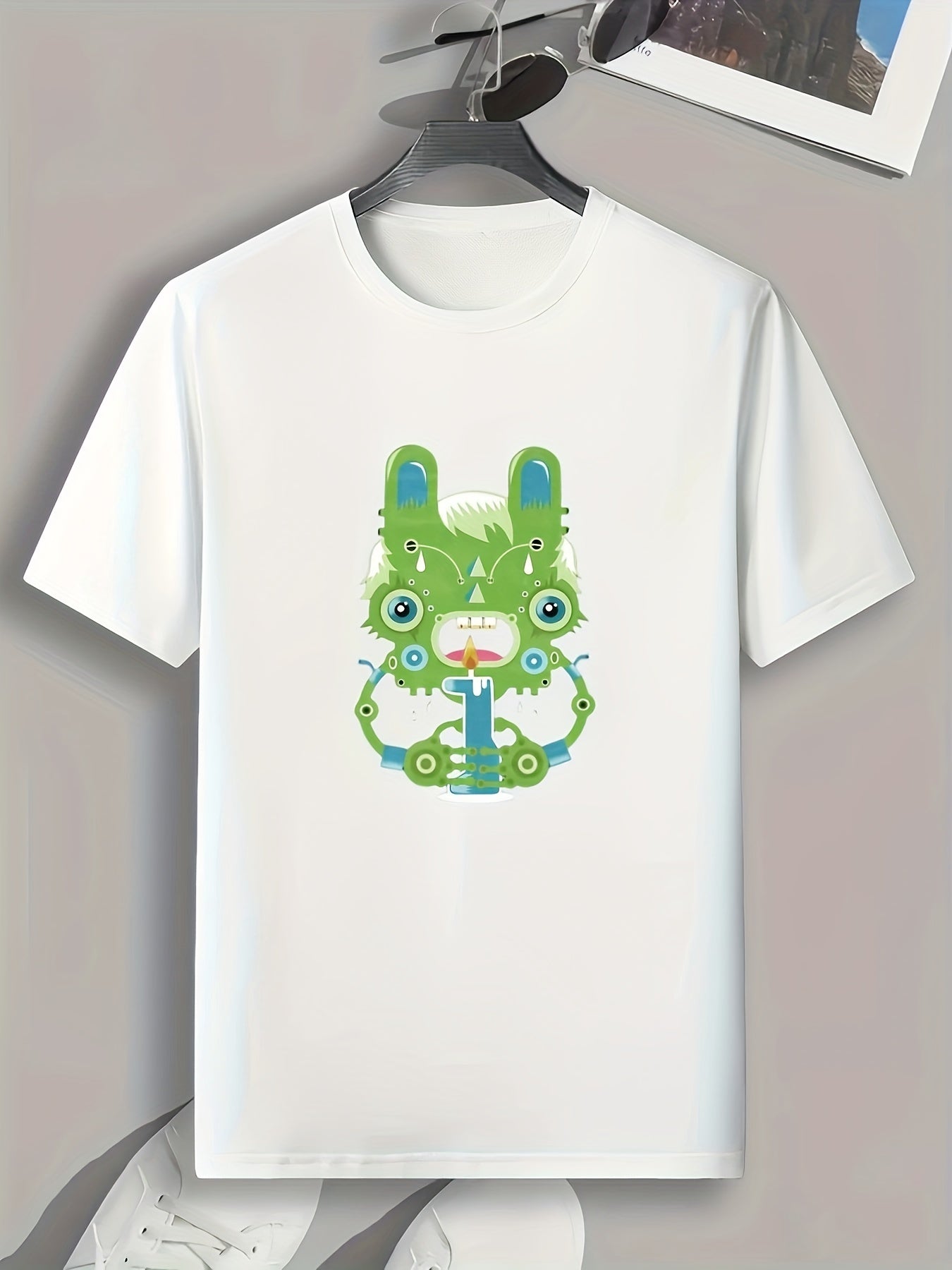 Cartoon Print Men's Graphic T-shirt for Summer