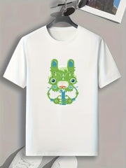 Cartoon Print Men's Graphic T-shirt for Summer