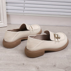 Women's Buckle Strap Loafers Faux Leather Comfortable Work Shoes