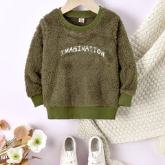 Kids Plush Letter Print Sweatshirt Tops - Boys & Girls