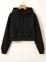 Women's Cropped Hoodie Sweatshirt With Pockets