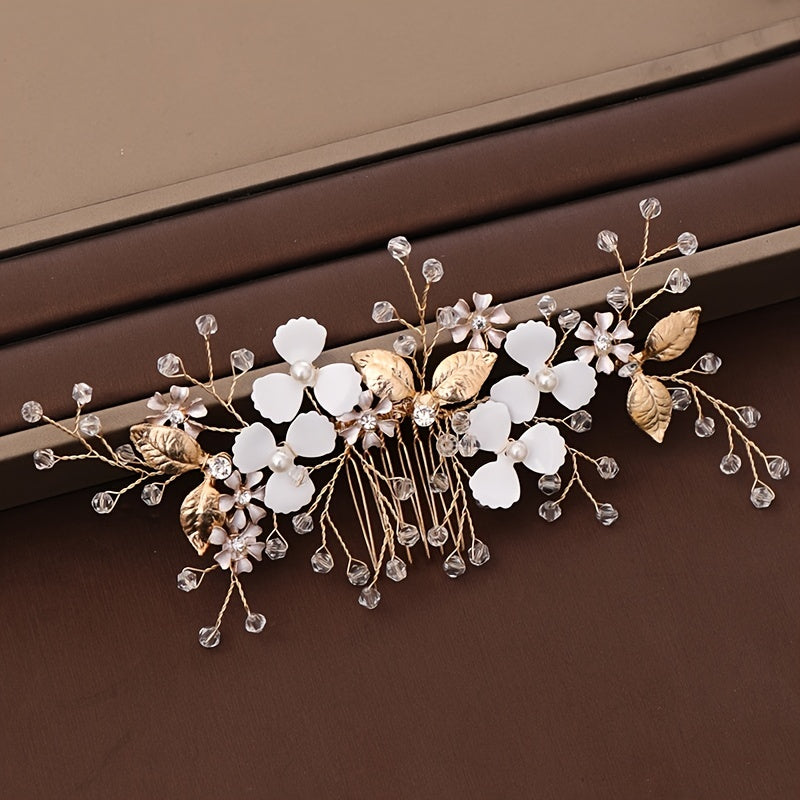 Faux Pearl Flower Hair Comb Bridal Wedding Hair Accessories