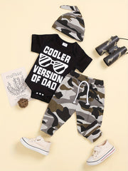 Infant Boys Cooler Dad Short Sleeve Onesie & Pants & Hat Set