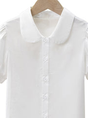 Girls Preppy Round Collar Shirt School Uniform Top