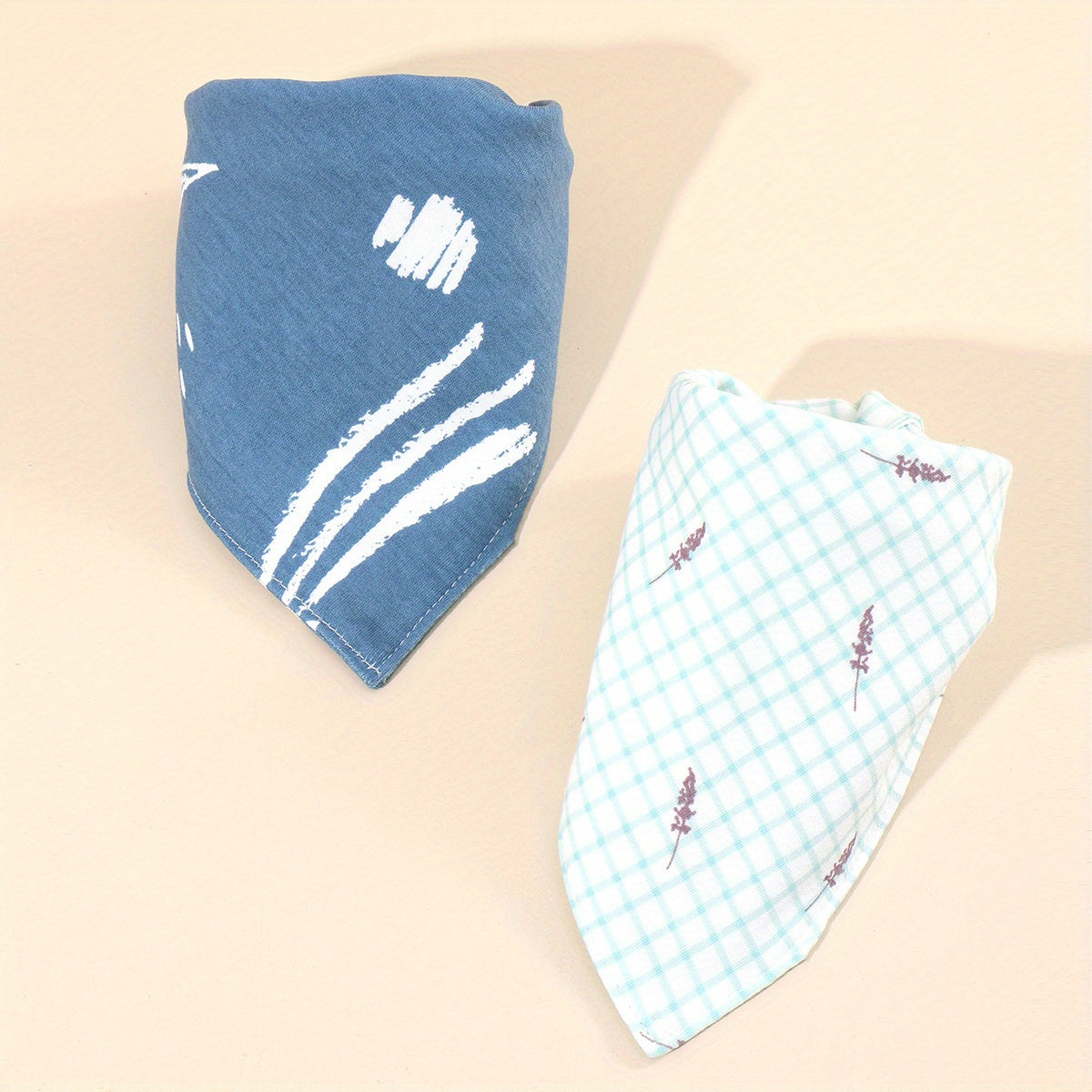 2pcs Soft Cotton Baby Drool Bibs Triangle Scarf