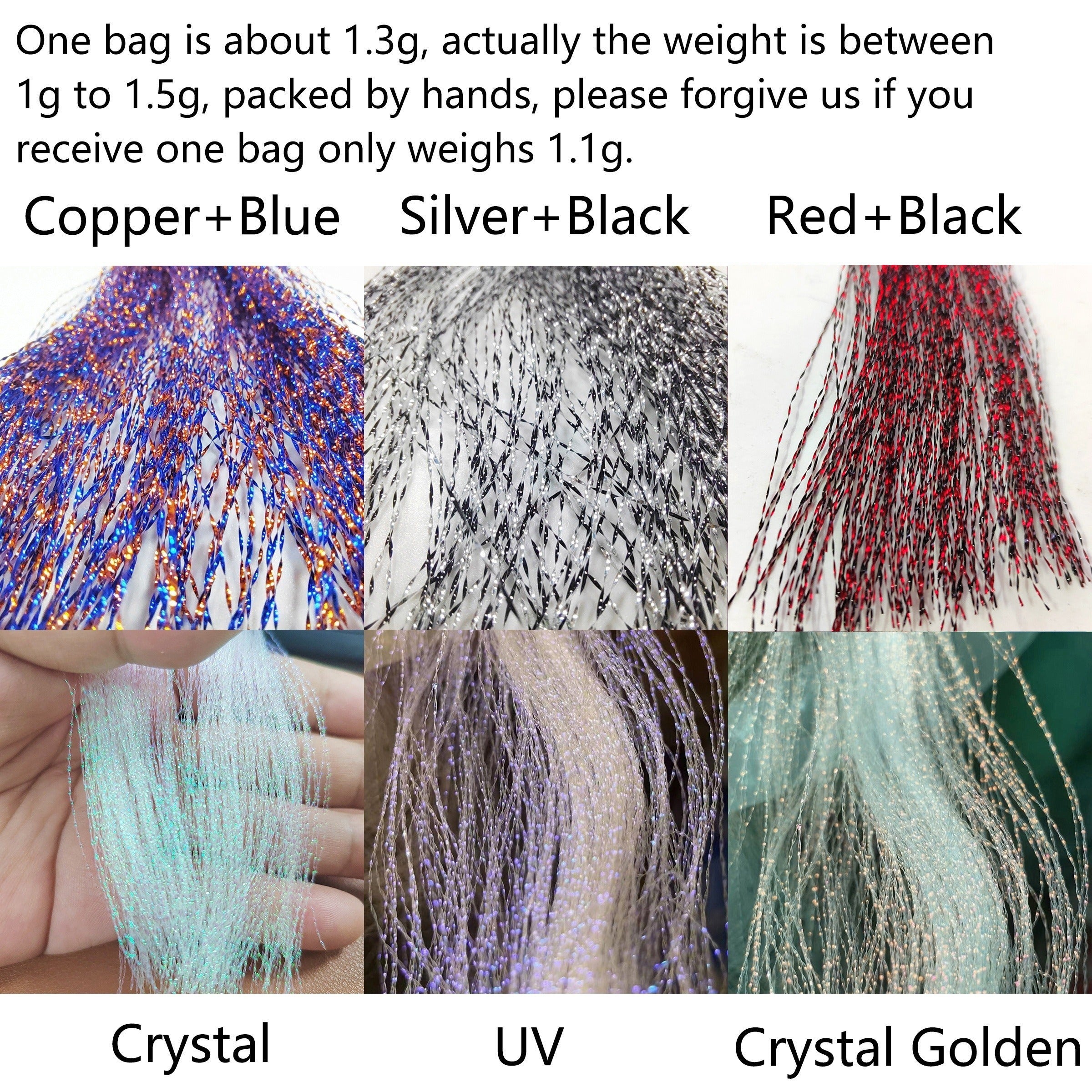 6 Bags Colorful Flies Tying Materials Supplies