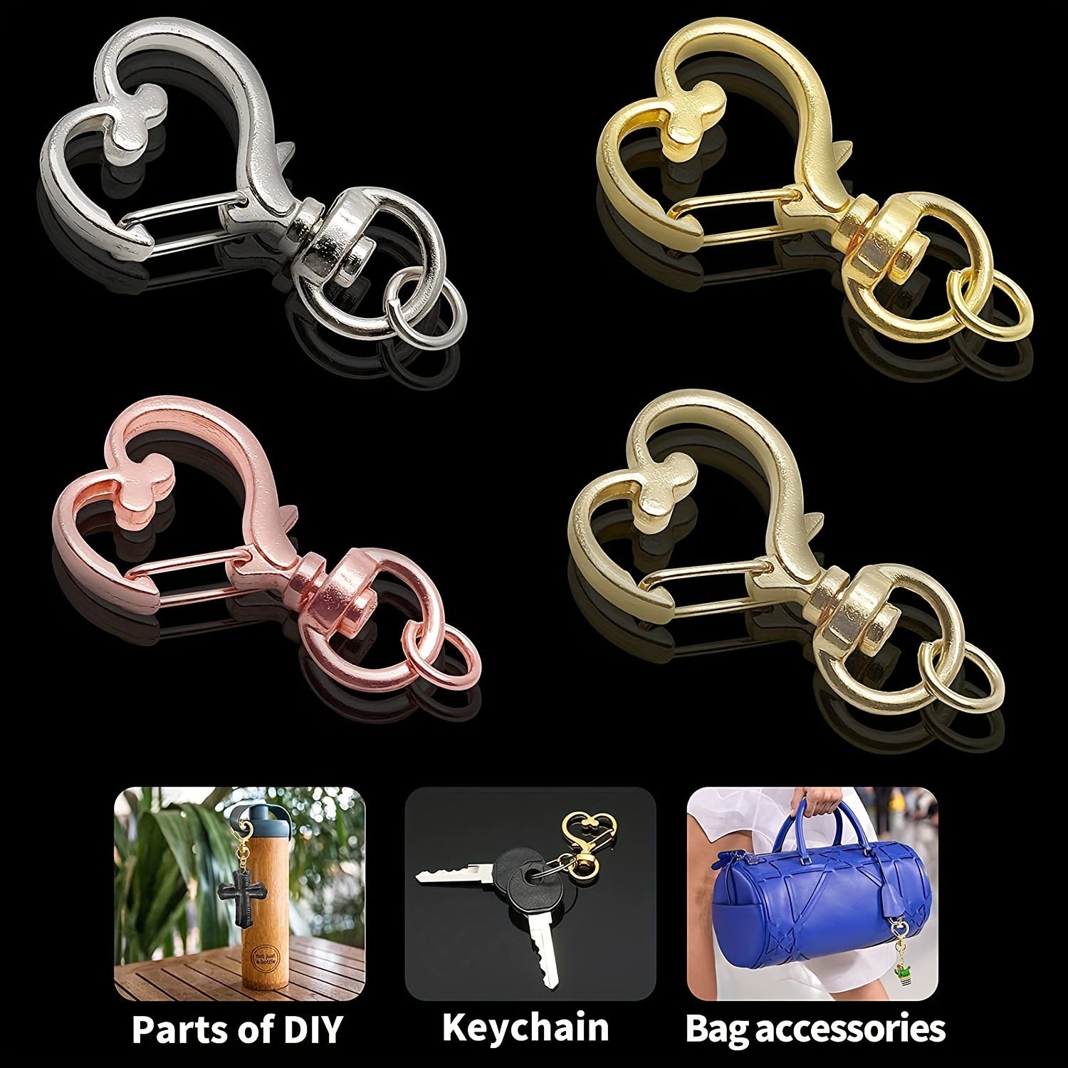 20PCS Heart Shape Keychain Clip Metal Keychain Pendant Bag Accessories
