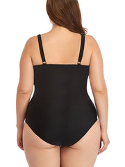 Tropical Print V Neck One Piece Swimsuit Women's