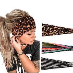 3pcs Leopard Print Soft Sports Headbands Non slip Breathable Yoga Elastic Headba
