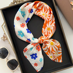 Daisy & Cartoon Flower Print Bandana Scarf Shawl Wrap Gift For Mother