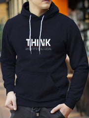THINK Print Hoodie Hoodies For Men Men's Casual Graphic Pullover Hooded Sweatshi