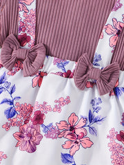 Baby Girls Flying Sleeve Dress with Bowknot