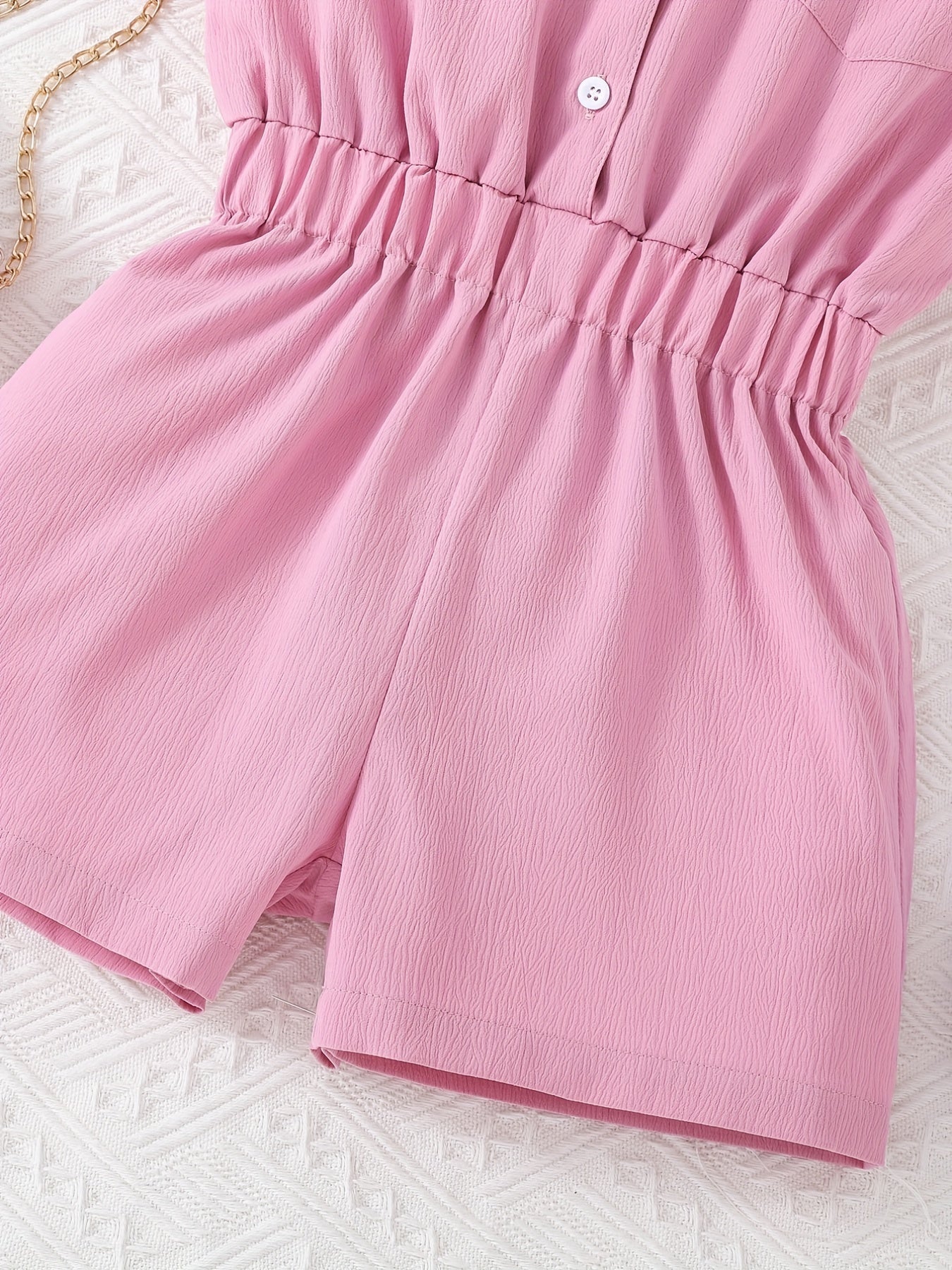 Sweet Lapel Short Sleeve Romper Elastic Waist Outfit