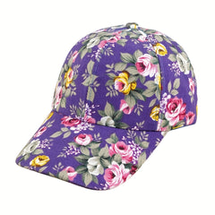 Unisex Large Brim Casual Baseball Cap with Flower Embroidery for Outdoor Sport