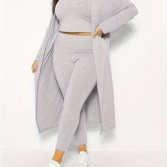 3-Piece Basic Outfits Set: Tube Top, Pants, Cardigan