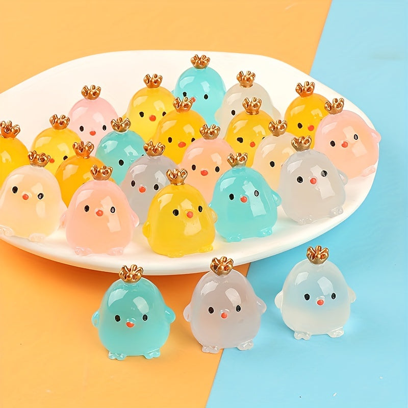 6pcs Luminous Chicken Crown Ornament Toy Micro Landscape Mini Figure Model