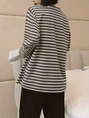 Striped Print Pajama Set Long Sleeve Top & Pants