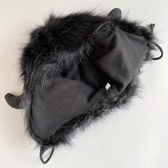 Winter Warm Ear Protection Cotton Hat with Ox Horn Design