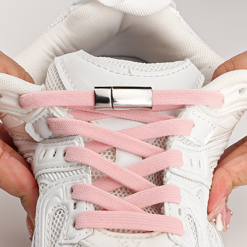 Flat Elastic Shoelaces With Clip Buckles For Sneakers