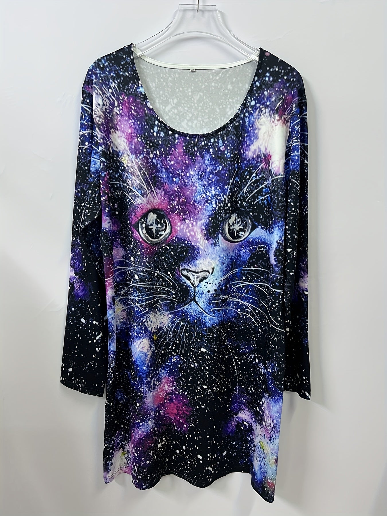 Cat Print Round Neck Dress