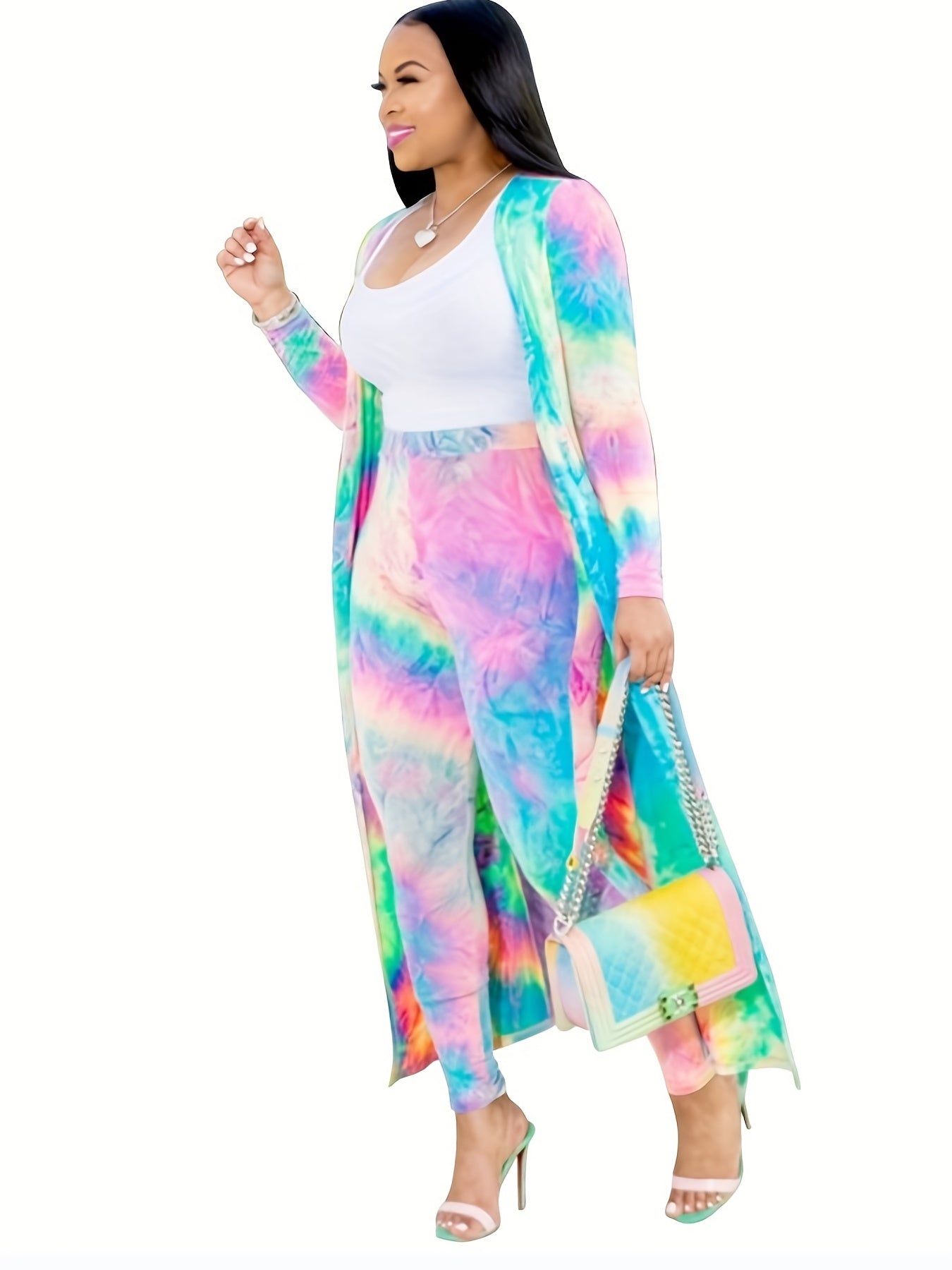 Printed Two Piece Set Coat & Pants Outfit