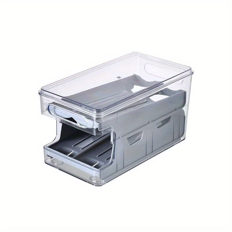 Slide Egg Holder Refrigerator Egg Storage Box Double Layer Stackable Gray Orange
