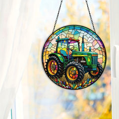 Tractor Pattern Suncatcher Home Decor & Field Tractor Lover