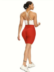 Honeycomb Yoga Sports Shorts High Stretch Fitness Running Shorts