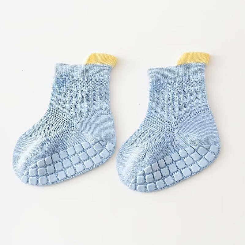6 Pairs Baby Boys Mesh Breathable Crew Socks Anti-Skid Toddlers Children's Socks