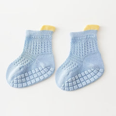 6 Pairs Baby Boys Mesh Breathable Crew Socks Anti-Skid Toddlers Children's Socks