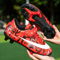 Unisex Kids Teen Soccer Cleats AG Shoes Hook And Loop Fastener