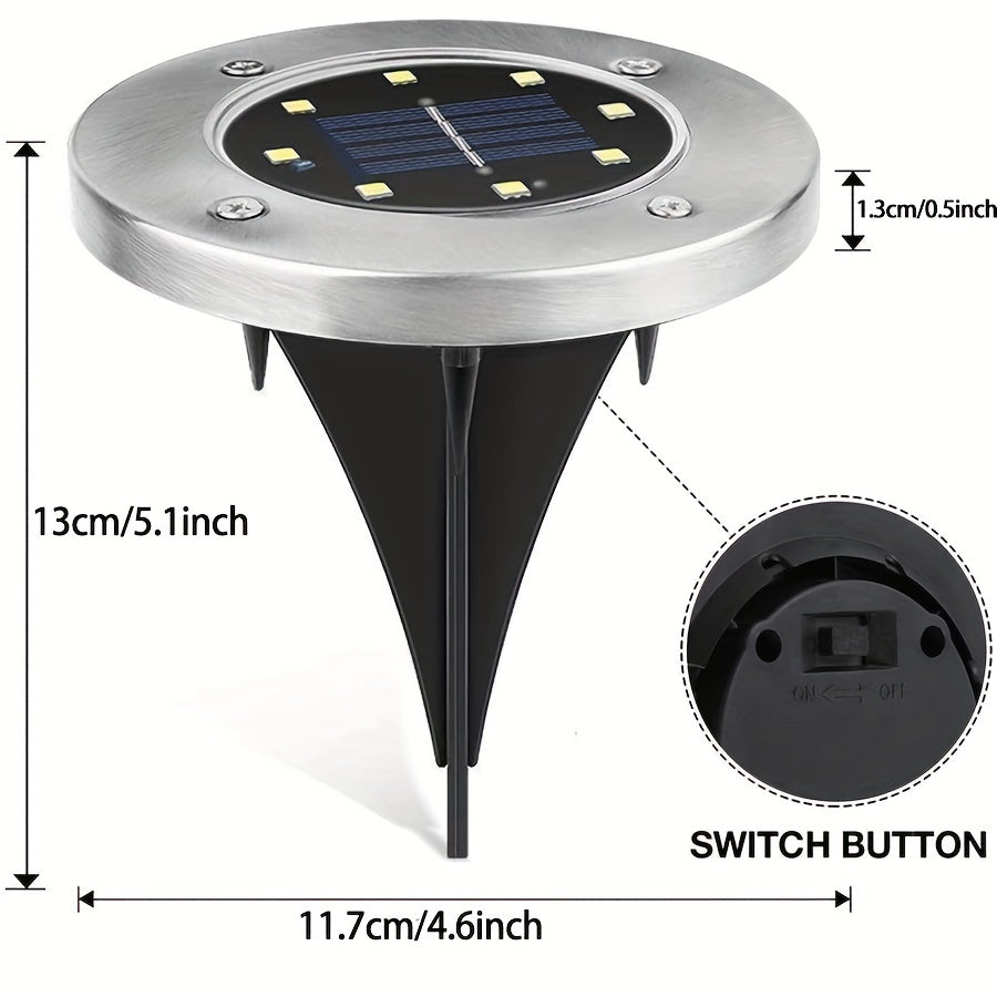 8 Pack Solar LED Ground Spot Lights Waterproof Outdoor Landscape