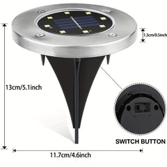 8 Pack Solar LED Ground Spot Lights Waterproof Outdoor Landscape