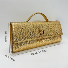 Women's Golden Embossed Handbag with Shoulder Strap