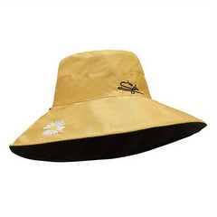 Candy Reversible Bucket Hat with Daisy Embroidery