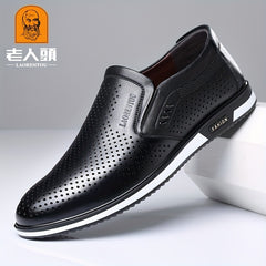 LAORENTOU Men's Slip On Leather Formal Shoes Business Non Slip Shoes