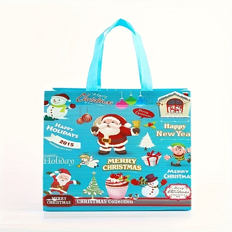 6pcs Printed Christmas Gift Bags Non woven Christmas Tote Bags With Handles