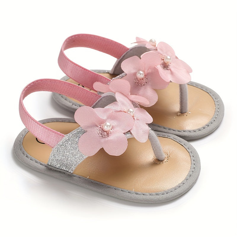 Flower Open Toe Sandals for Baby Girls Lightweight Non-slip Walking Shoes