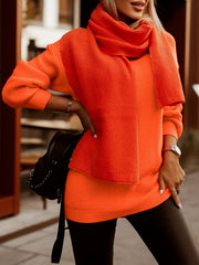 Casual Sweater Women's Solid Long Sleeve Round Neck Pullover Jumper