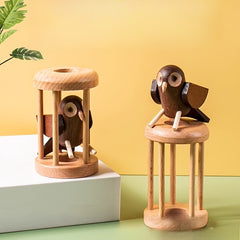 Wooden Owl Puzzle Lock Ten Level Difficult Portable Escape Room