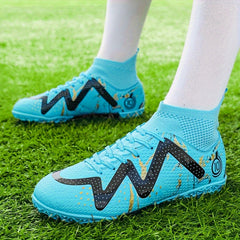 Boy's High Top Turf Football Boots Outdoor Soccer Cleats