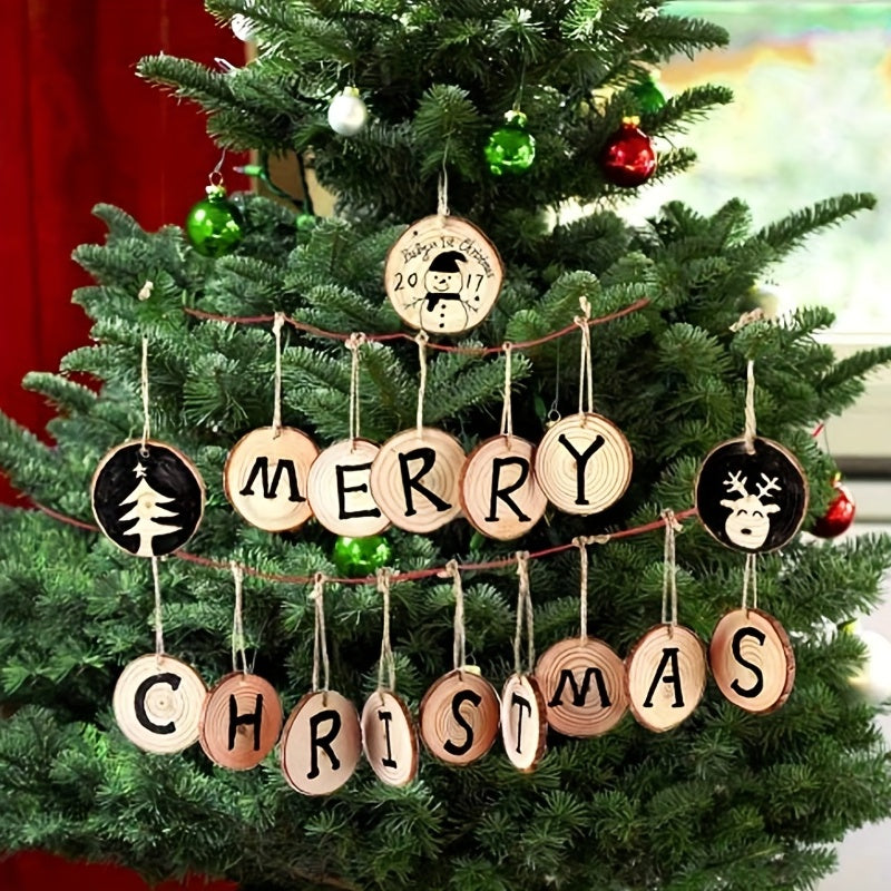 5pcs Natural Round Wood Chips Unprocessed Christmas Decorations Crafts