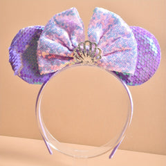 Cartoon Sequin Bow Mouse Ear Crown Headband for Girls