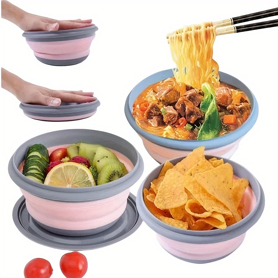 3-Piece Silicone Folding Lunch Box Set - Portable and Perfect for Picnics