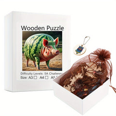Watermelon Pig Wooden Jigsaw Puzzle Brain Teaser