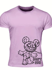 Men's Plush Print T Shirt with Stretch Crew Neck